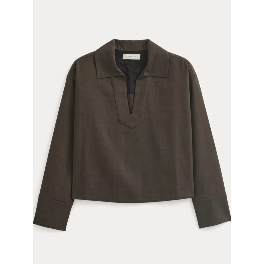 Everlane Tailor Twill Overshirt Heathered Fudge M - Picture 12 of 12